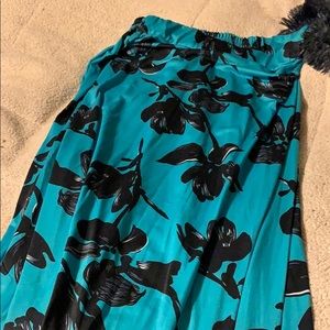 Green and black flowered skirt